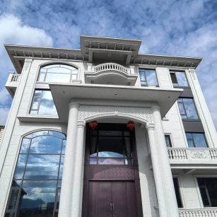 嘉峪关白麻别墅外墙干挂石材效果示例