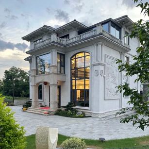 嘉峪关 白麻花岗岩私人别墅干挂石材豪华定制