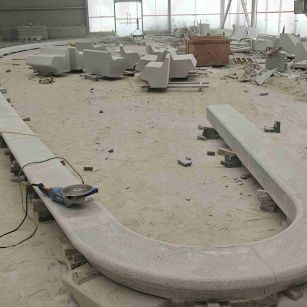 嘉峪关 芝麻白花岗岩弧形花坛石，坐凳石