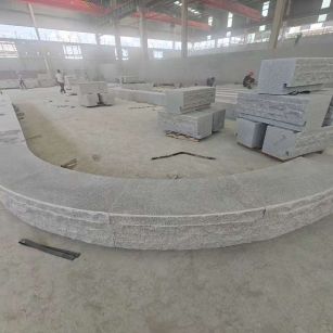 嘉峪关 芝麻白异形坐凳，自然面光面弧形加工