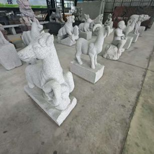 嘉峪关 芝麻白花岗岩造型立体雕刻——十二生肖