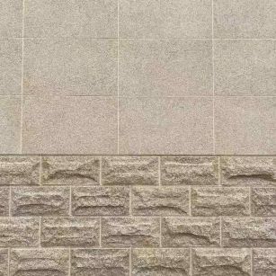 嘉峪关 黄金麻自然面蘑菇石配荔枝面干挂