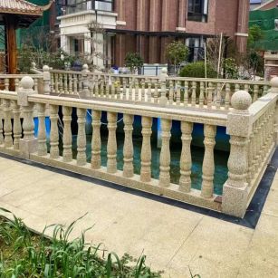 嘉峪关黄金麻花岗岩石材栏杆，扶手，将军柱，花瓶柱