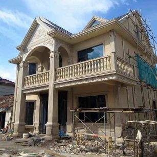 嘉峪关 黄金麻花岗岩石材私人别墅雕花门楼柱阳台栏杆