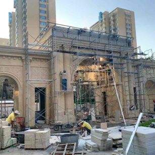 嘉峪关 黄金麻荔枝面花岗岩小区门楼外墙干挂