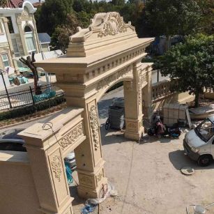 嘉峪关 黄金麻荔枝面花岗岩别墅门楼