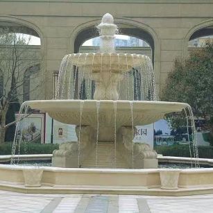 嘉峪关 黄金麻花岗岩异型加工——户外庭院石雕流水喷泉