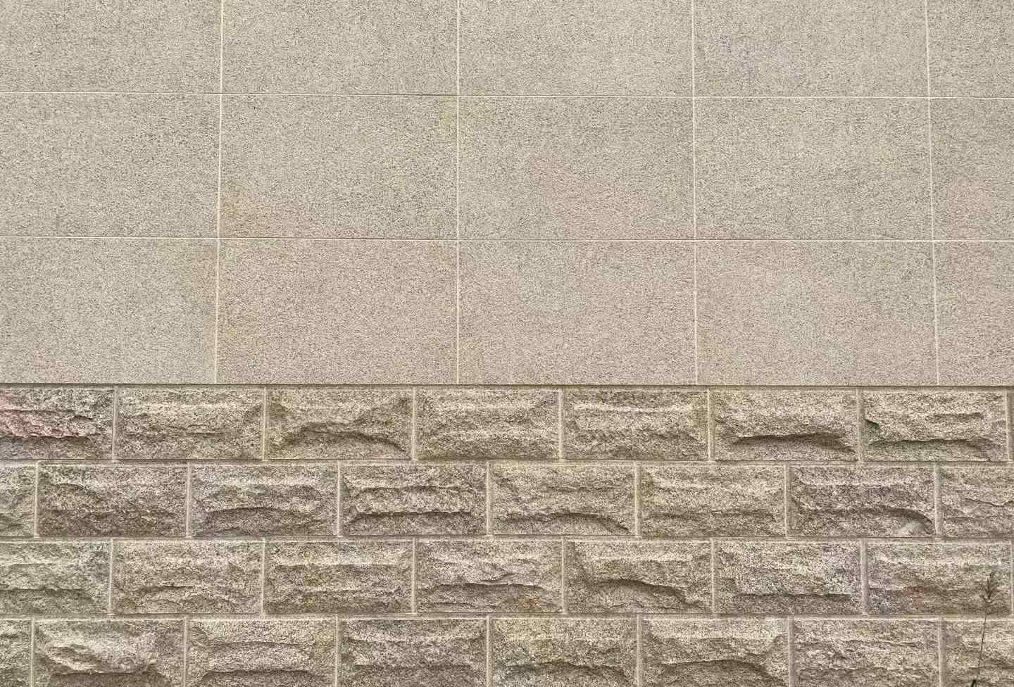 嘉峪关 黄金麻自然面蘑菇石配荔枝面干挂