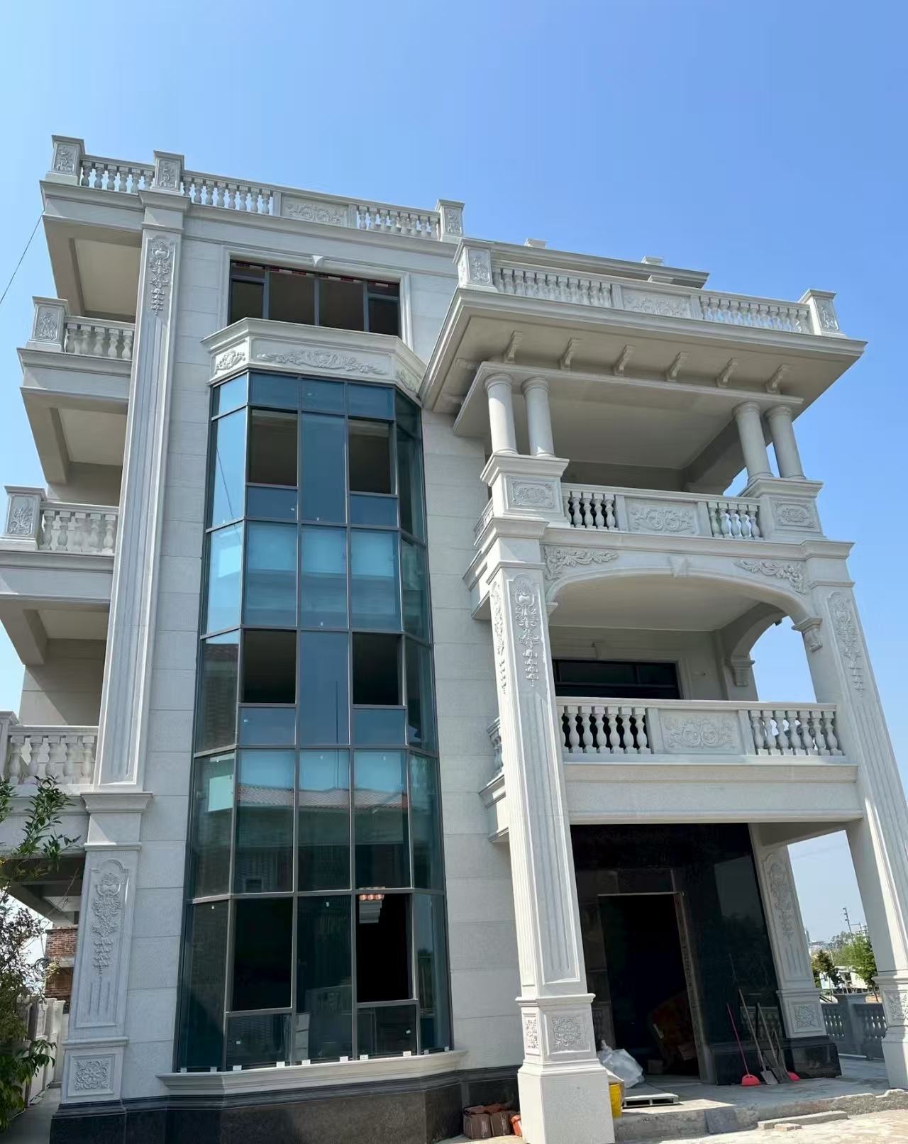 嘉峪关 白麻花岗岩别墅外墙干挂效果展示