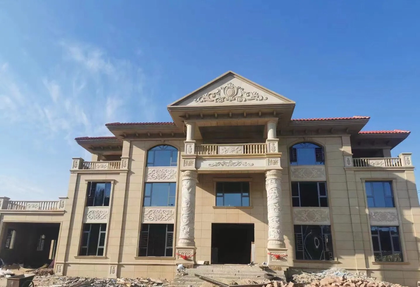 嘉峪关 黄金麻花岗岩别墅外墙干挂