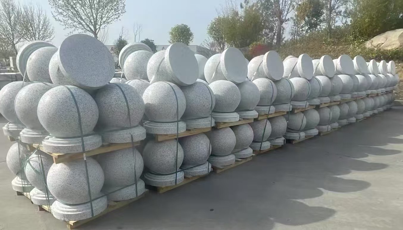 嘉峪关 白麻花岗岩石材圆球，石球，挡车球，隔离球，景观石球，风水球等