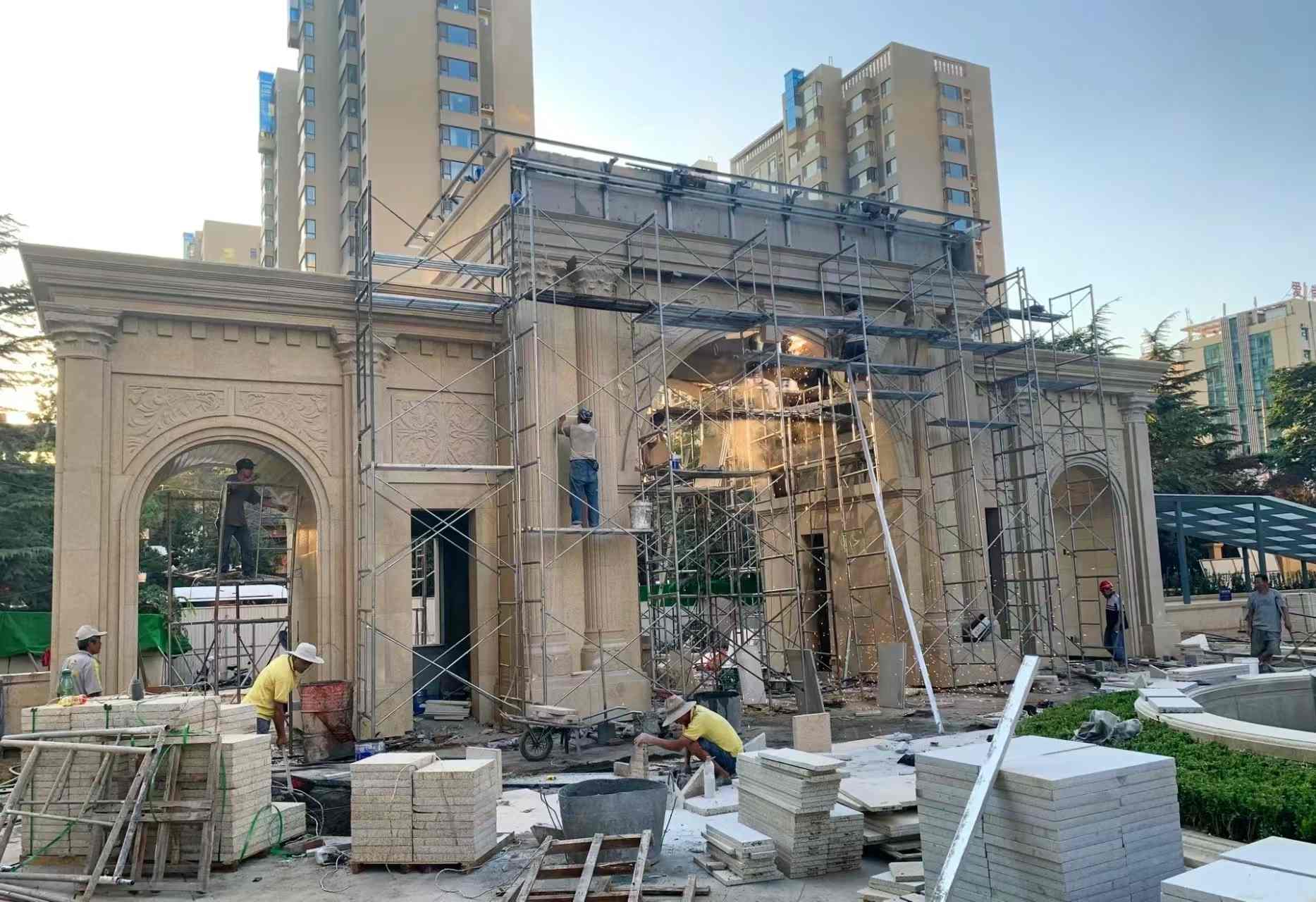 嘉峪关 黄金麻荔枝面花岗岩小区门楼外墙干挂